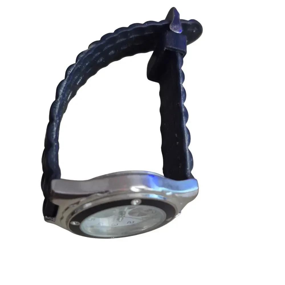 Quartz Wrist Watch Mens OS Black Silver White Sporty‎ Casual Analog Timepiece
